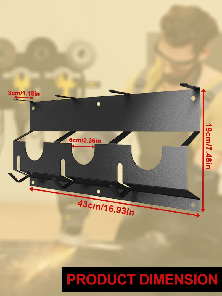 Angle Grinder Wall Storage Mount Metal Wall-Mounted Hanging Shelf Fixed Polishers Holder Stable Storage for Workshop Home Garage