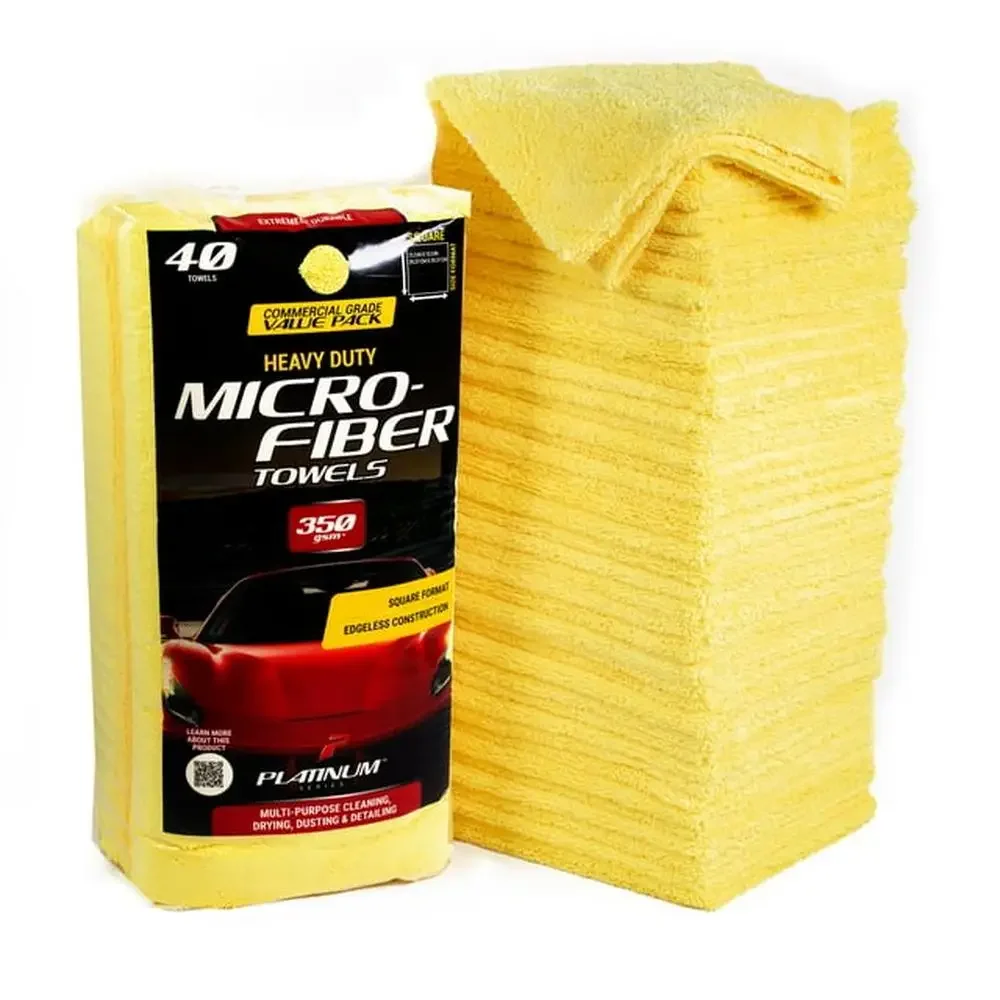 40 Pack Heavy Duty Multi-Purpose Microfiber Towel Auto & Home Cleaning Dusting Polishing 15.5" x 15.5" Absorbent 300 GSM Yellow 6