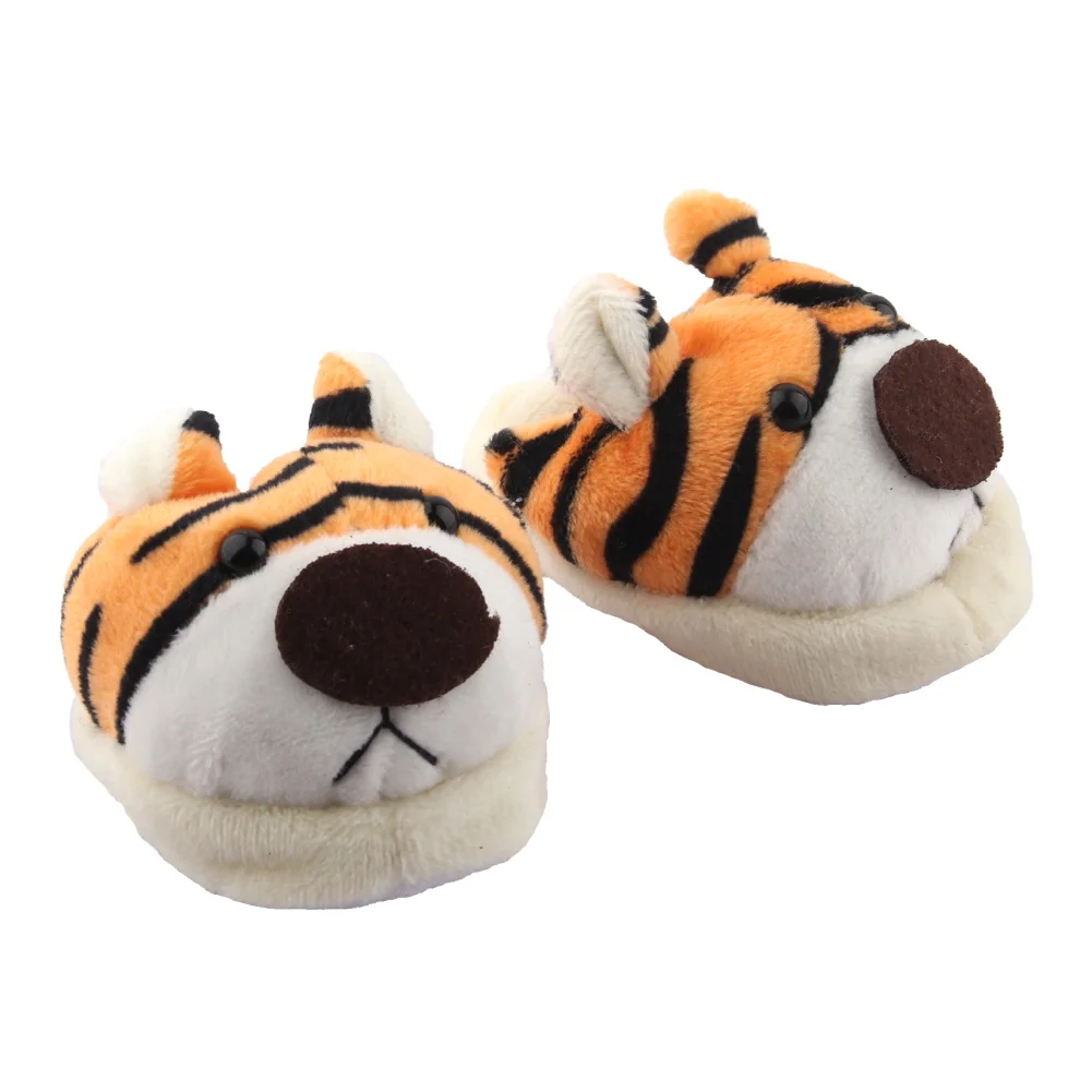 7cm Plush Doll Shoes Cute Bear,Tiger,Frog,Animal Slippers For American 18 Inch,OG&43cm Baby New Born Girl Doll Accessories Toy
