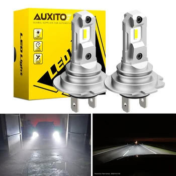 AUXITO 2Pcs No Error H7 LED Canbus Headlight Bulb Mini Fanless Head Light Fog Lamp Motorbike Automotive Headlamp 12V 6500K White