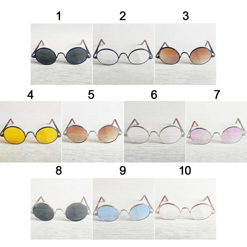 Summer Fashion Sunglasses for 15~20cm Cotton Dolls Round Metal Frame Glasses for 1/3 1/4 BJD Dolls for Blythe Doll Accessories