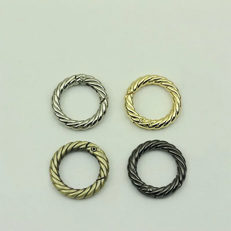 

20Pcs 19mm Fashion Weave Colored Spring Ring Buckle Twist Open O Ring Keychain Connection Hook Buckles DIY Bags Accessories