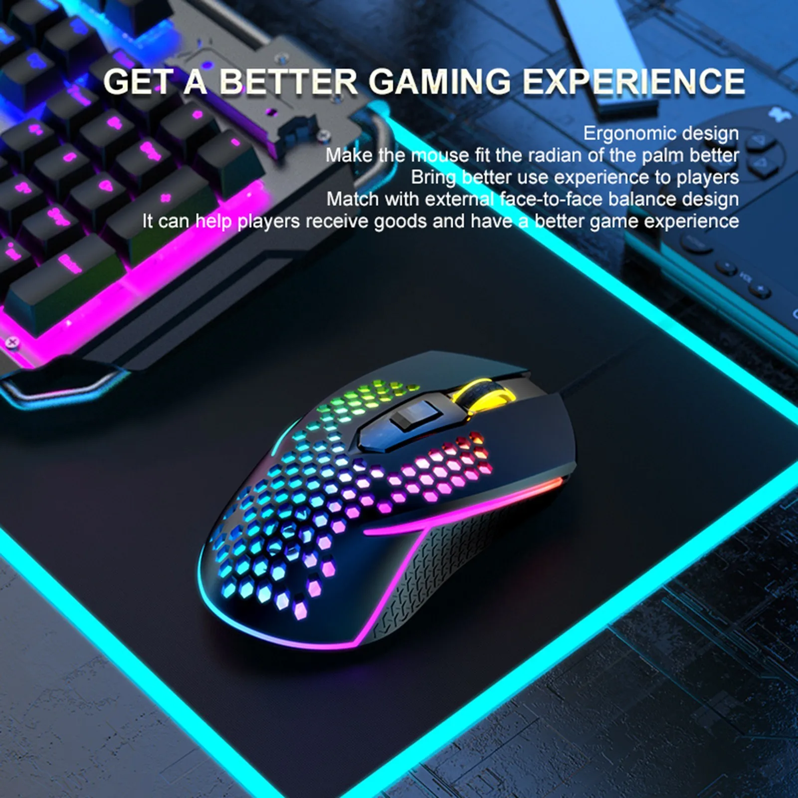 X8 Wired Gaming Mouse Portable Office Entertainment Mute Mechanical Desktop Computer Notebook Honeycomb Luminous Mouse gaming mouse for large hands