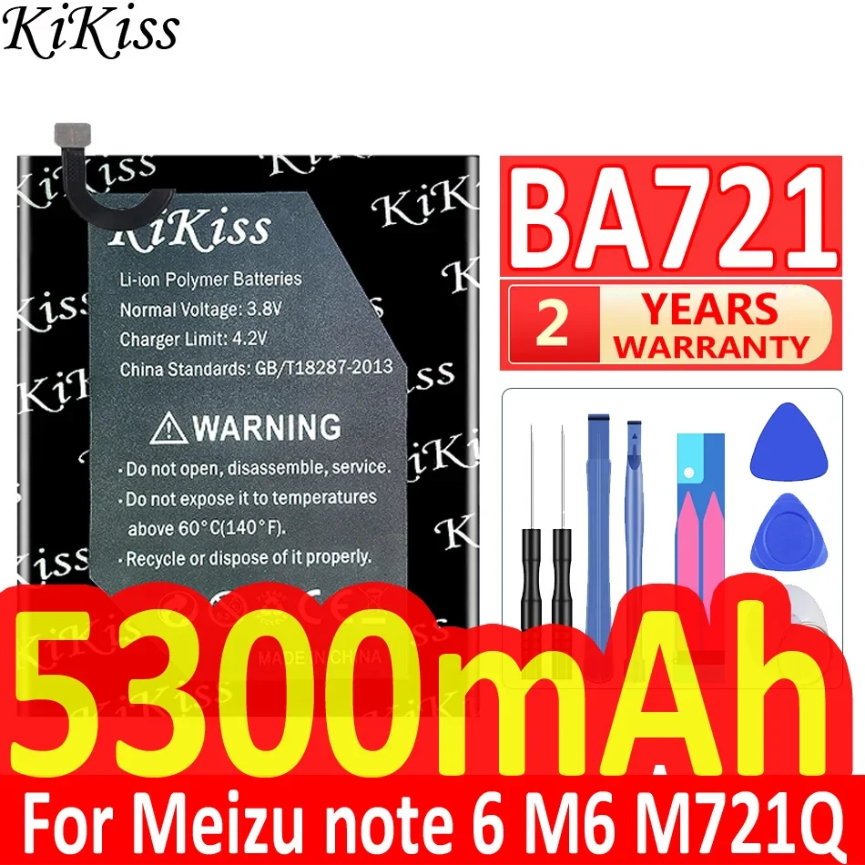 Фото Аккумулятор KiKiss для MEIZU 5300 мАч BA721 BA 721, Сменный аккумулятор для Meizu M6 Note M6Note M721H M721L №1
