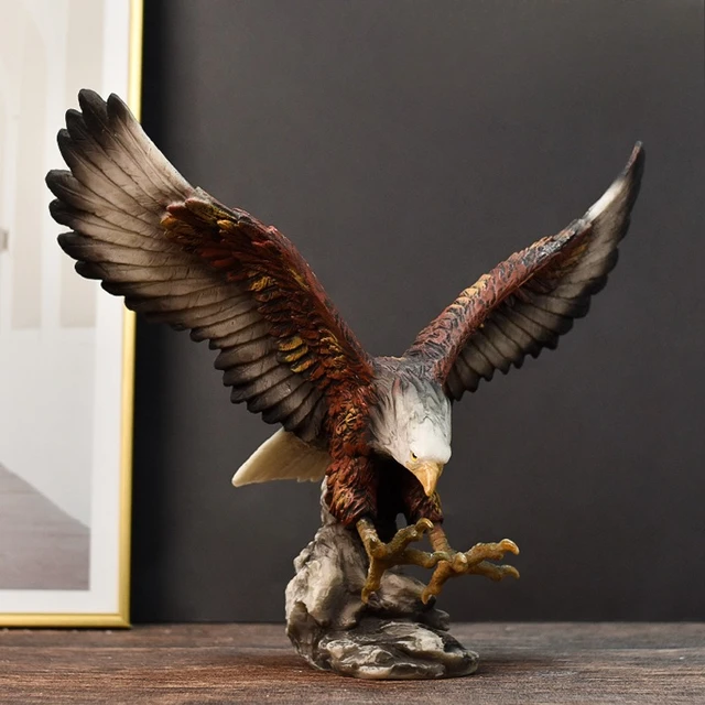 Statue d'aigle en résine abstraite moderne, 1 pièce, créature ailée majestueuse, détails complexes, décoration de salon et de bureau, cadeau 18.5cm 4