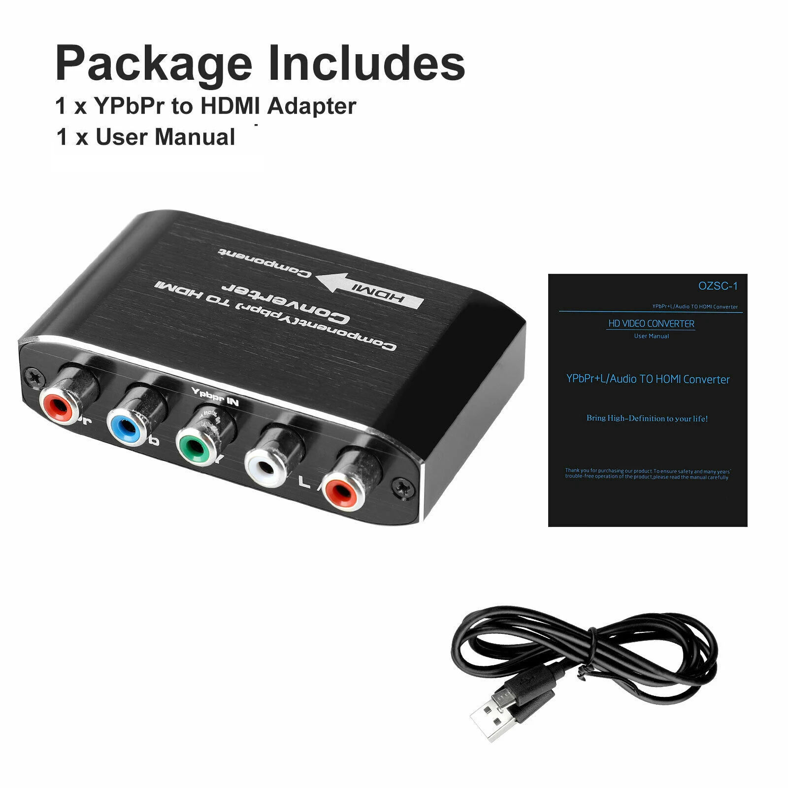 1080P Component to HDMI Converter YPbPr L/R RCA Stereo Audio to HDMI Converter Adapter for HDTV PS2 PS3 HDVD Player Wii Xbox vga to hdmi converter