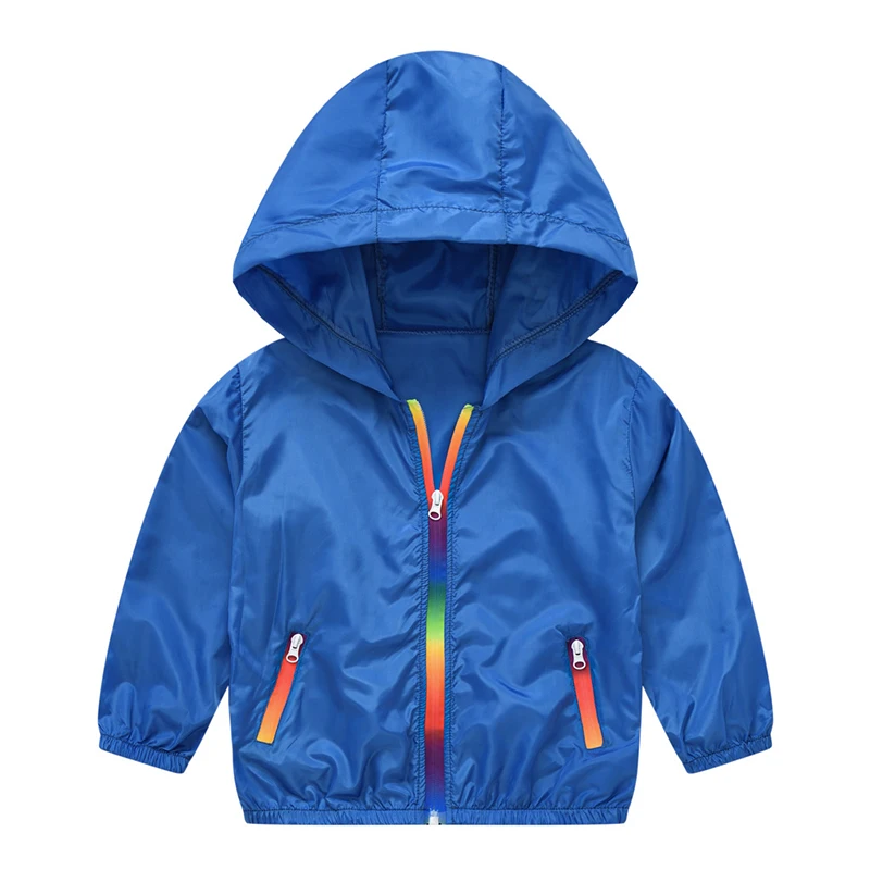 Rain Jacket Benetton Kids Coats Fashion Rainbow Zipper Hooded
