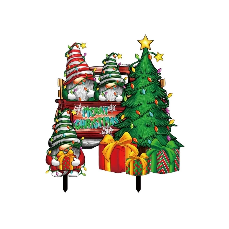 

G6DA Xmas Gnome Yard Stakes Outdoor Christmas Decorations Xmas Patio Garden Yard Sign