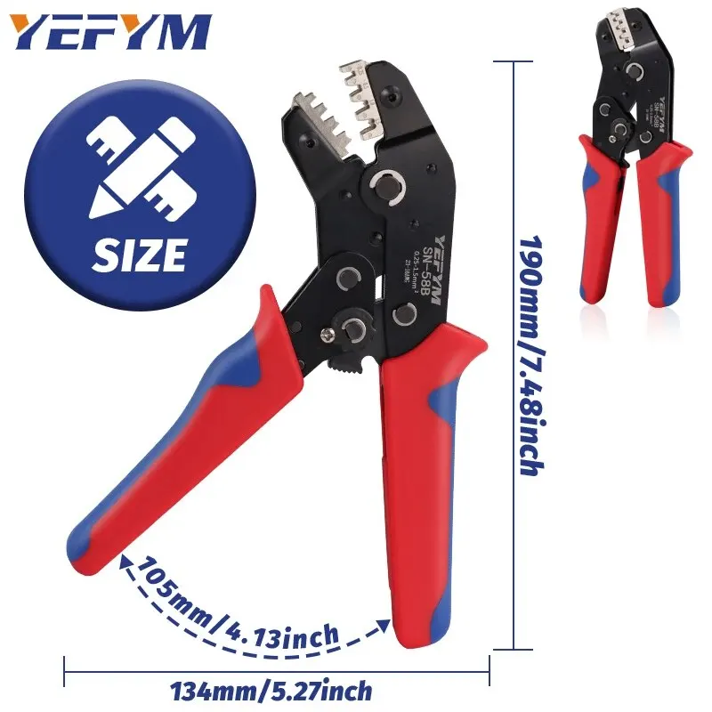 Ratcheting Crimping Tool 9 PCS Set For Dupont JST MOLEX Open Barrel Non-Insulated Terminals Butt Solar Coax Connectors SN-58B
