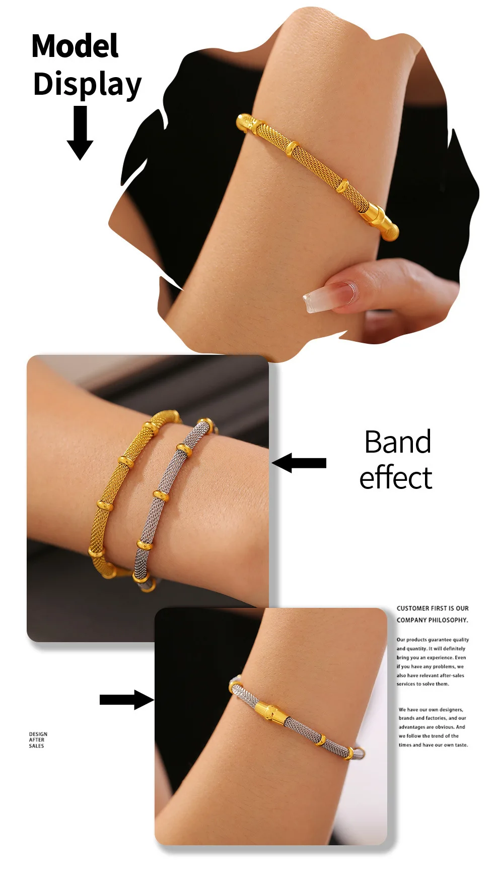 Modisches Edelstahl-Hohlarmband für Damen mit Magnetverschluss in Gold- oder Silberfarbe, Runde Armbänder, Luxus-Schmuckzubehör – Detail 3