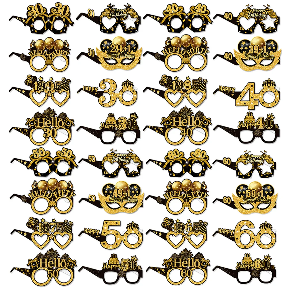30. 40. 50. Geburtstag Party Papiergläser Schwarz Gold Alles Gute zum Geburtstag Party Dekor 30/40/50 Jahre alt Geburtstag Partyzubehör 8Stk