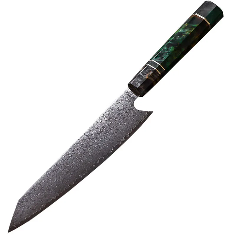 

8-дюймовый нож Kiritsuke, 67 слоев, дамасское лезвие VG10, стальное лезвие, острые резаки, шеф-поваров, мясницкий нож, рандомная ручка