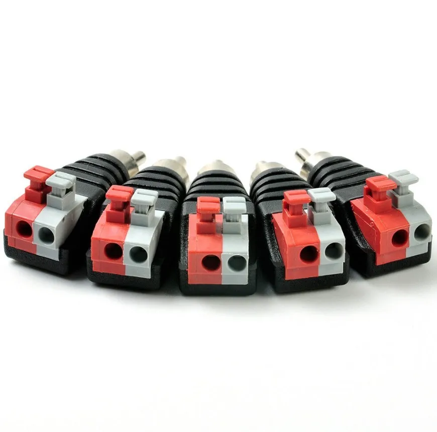 

2PCS Speaker Wire A/V Cable To Audio Male RCA Connector Adapter Jack Press Plug Wire Connector Envio Gratis Connector Plug