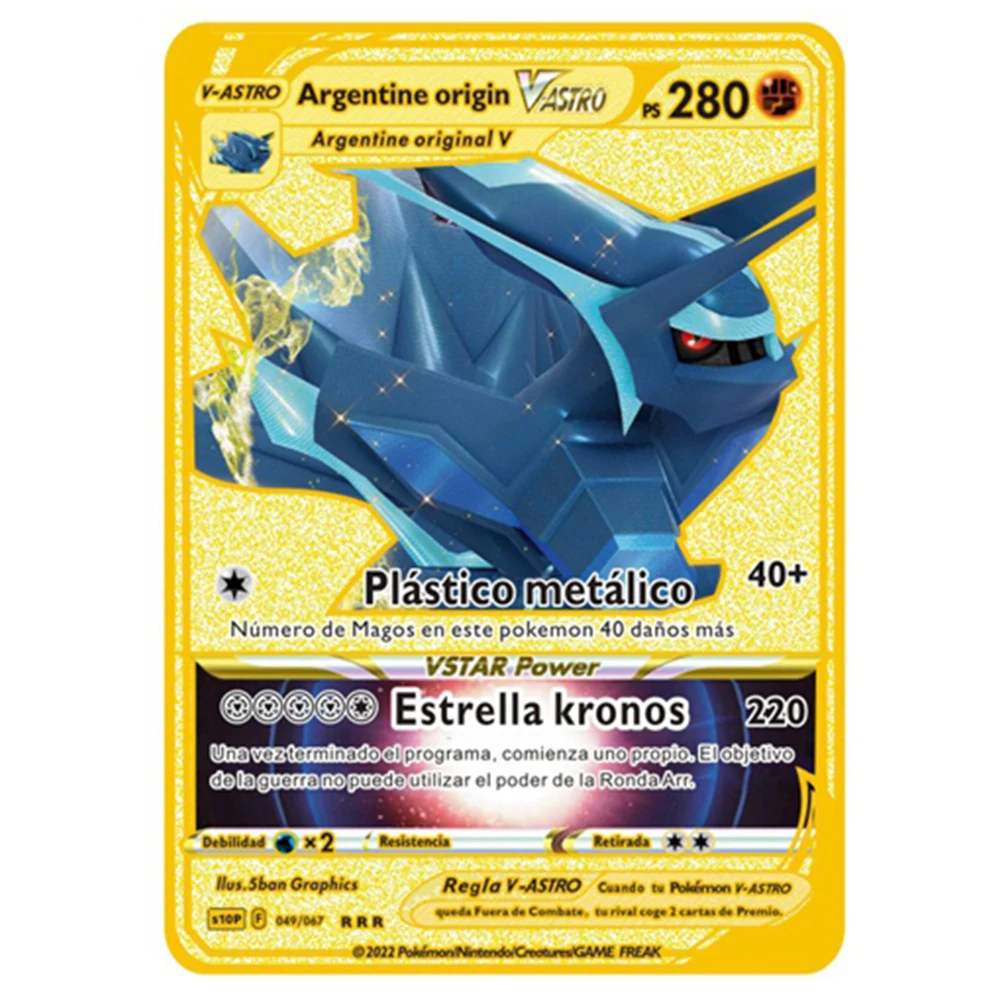 10000ps arceus vmax pokemon cartões de metal espanhol pikachu charizard  vstar dourado limitado crianças presente jogo coleção cartões