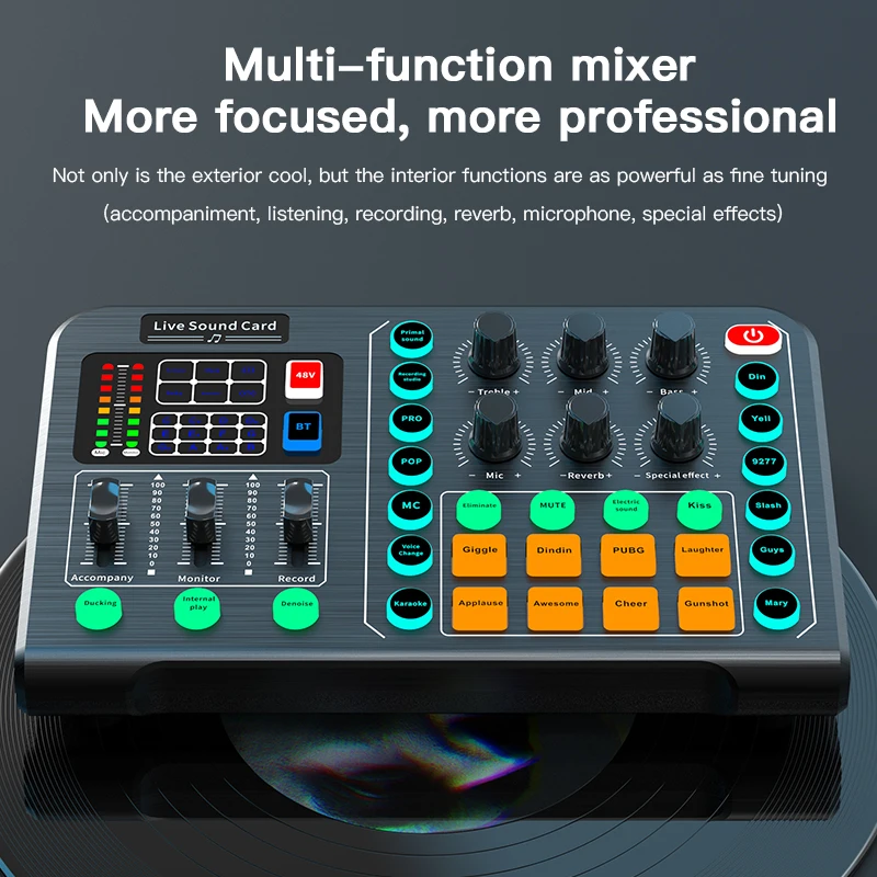 M6 Sound Card Audio Interface For Mobile Phone Computer Universal Microphone Karaoke Live Broadcast