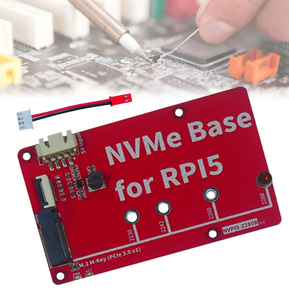 Raspberry Pi 5 NVMe HAT PCB, M.2 슬롯 익스텐션 어댑터 보드, M-Key 2 LED 조명, M.2 M-Key 2230 2242 2260 2280 SSD
