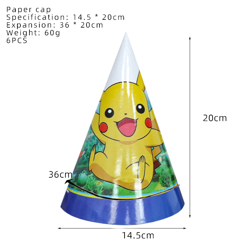 Pokemon Party Caps Pikachu Paper Hats Cartoon Figure Cosplay Hat Party Supplies Happy Birthday Toys Birthday Gift Favors