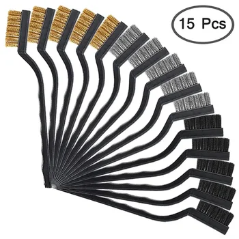 Ensemble de brosses métalliques à poignée incurvée pour livres, soudure, scories, élimination de la rouille, brosse à récurer industrielle, 3 pièces, 15 pièces 1