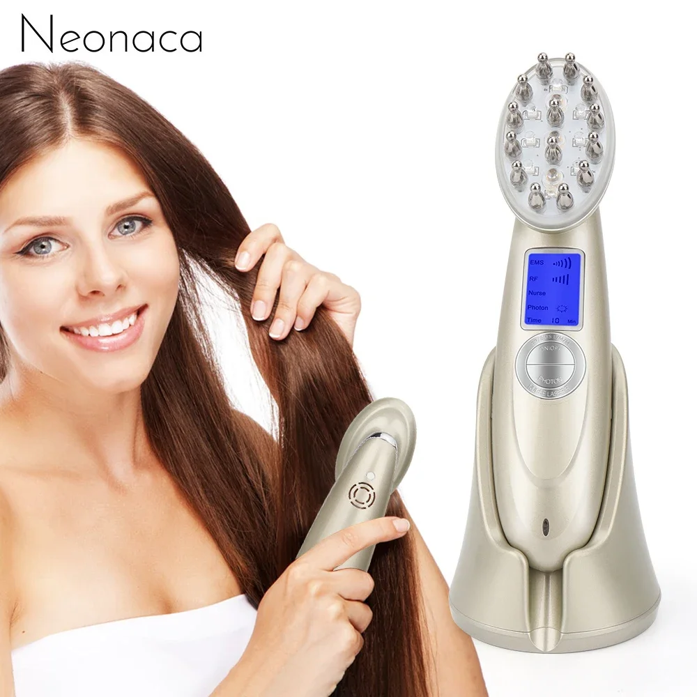 Electric Laser Hair Growth Comb EMS Anti Hair Loss Therapy Infrared Massage Brush Vibration LED Red Light Hair Massage Comb