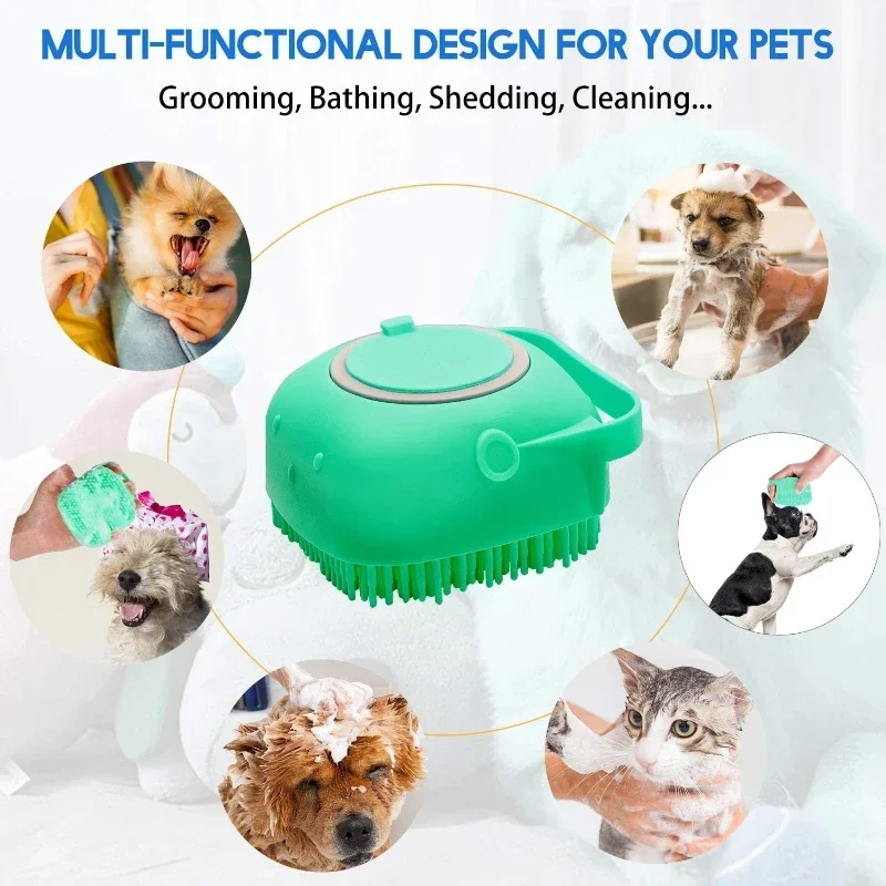 

LM Pet Dog Shampoo Brush 2.7oz/80ml Cat Massage Comb Grooming Scrubber Brush for Bathing Short Hair Soft Silicone Rubber Brushes