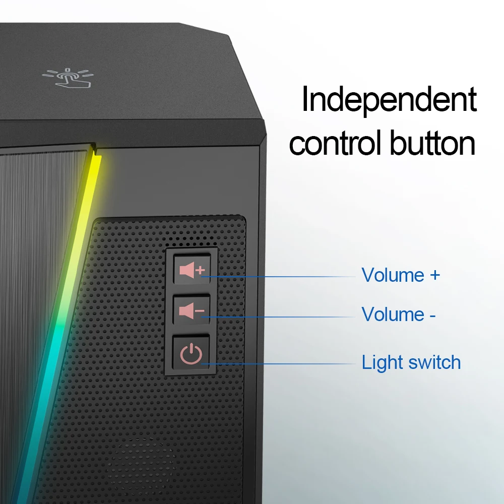 맨 위 GS520 Anvil aux 3.5mm 스테레오 서라운드 음악 RGB 스피커 컴퓨터 2.0 PC 홈 노트북 TV 스피커 용 사운드 바