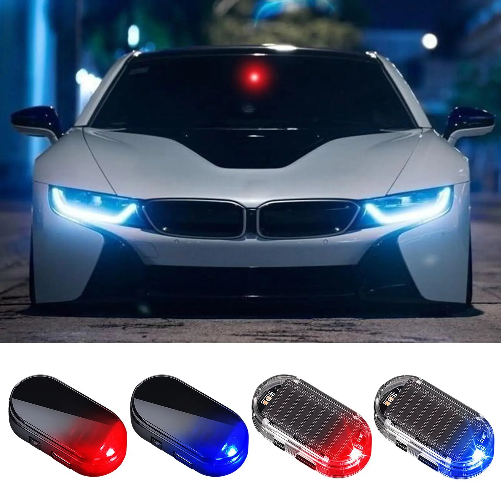 Solar-Powered LED Car Interior Anti-Theft Warning Light