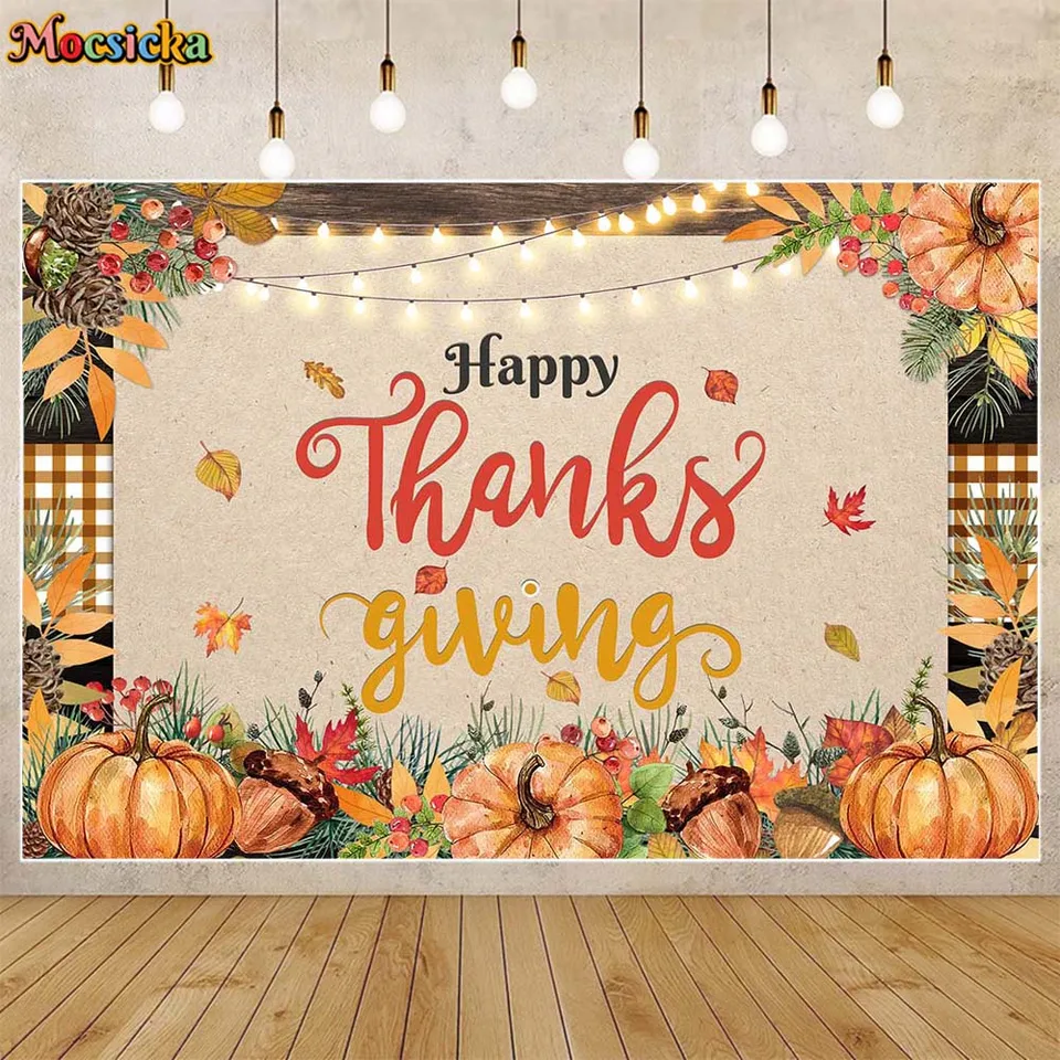 Mocsicka Autumn Pumpkin Birthday Backdrop Boho Pumpkins Fall Floral Happy Birthday Background Party Decorations Thanksgiving Autumn Leaves Pampas Grass Banner Photo Booth Props (6x4ft