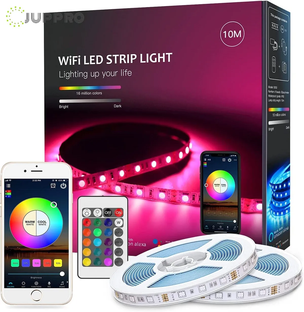 

WiFi LED Strip Light RGB LED TV Backlight WS2812 LED Tape Light 5050 SMD for Kitchen Bedroom Work With Alexa Alice Google Home