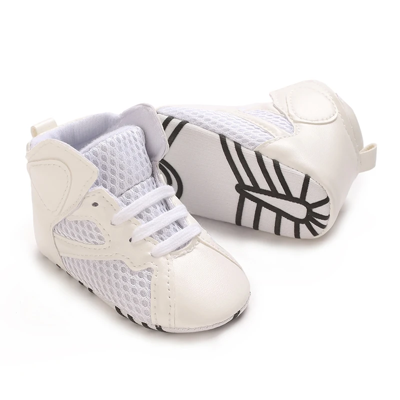 High Top Soft Soled Men's And Women's PU Mesh Breathable Casual Shoes Sports Shoes 0-18M Newborn's First Walking Shoes 3
