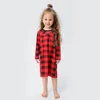High Quality Matching Christmas Outfits for Family Plaid Print Button Pajamas Set Baby Dog Romper Long Sleeve Homewear Xmas Look 5