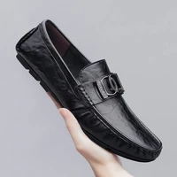 Genuine Leather Mens Loafers Simple Slip-On Casual Shoes Lightweight Driving Shoes Versatile Moccasins Fashion Man Walking Shoes