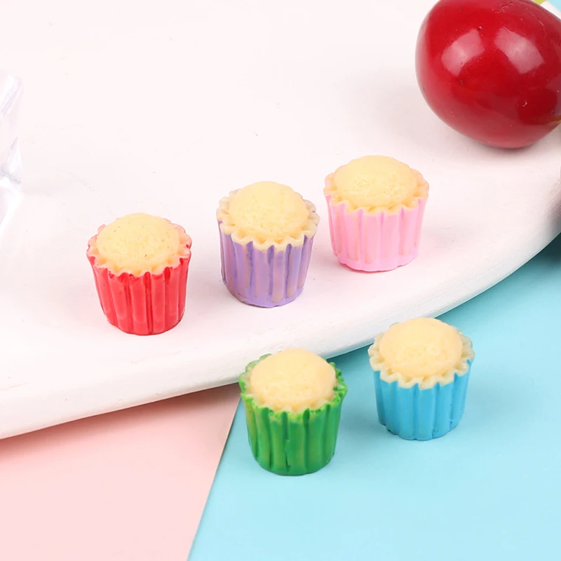 

10PCS Miniature Cup Cake Resin Cake Model Miniature Food Decorative Craft Play Doll House Toy