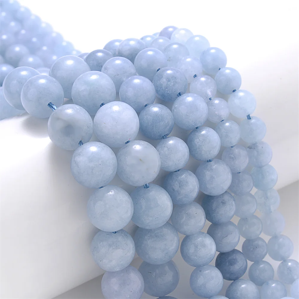 Aquamarines Stone Beads Natural Round Loose Spacer Beads for Jewelry Making DIY Charms Bracelet Necklace Accessories  6 8 10mm