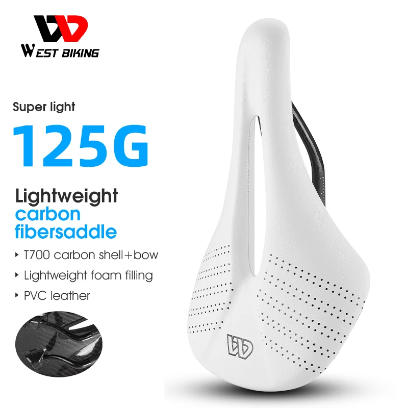 

WEST BIKING Ultralight Carbon Speed Saddle Road Bike Microfiber Leather Cushion Triathlon Racing Bike Saddle Bike Parts