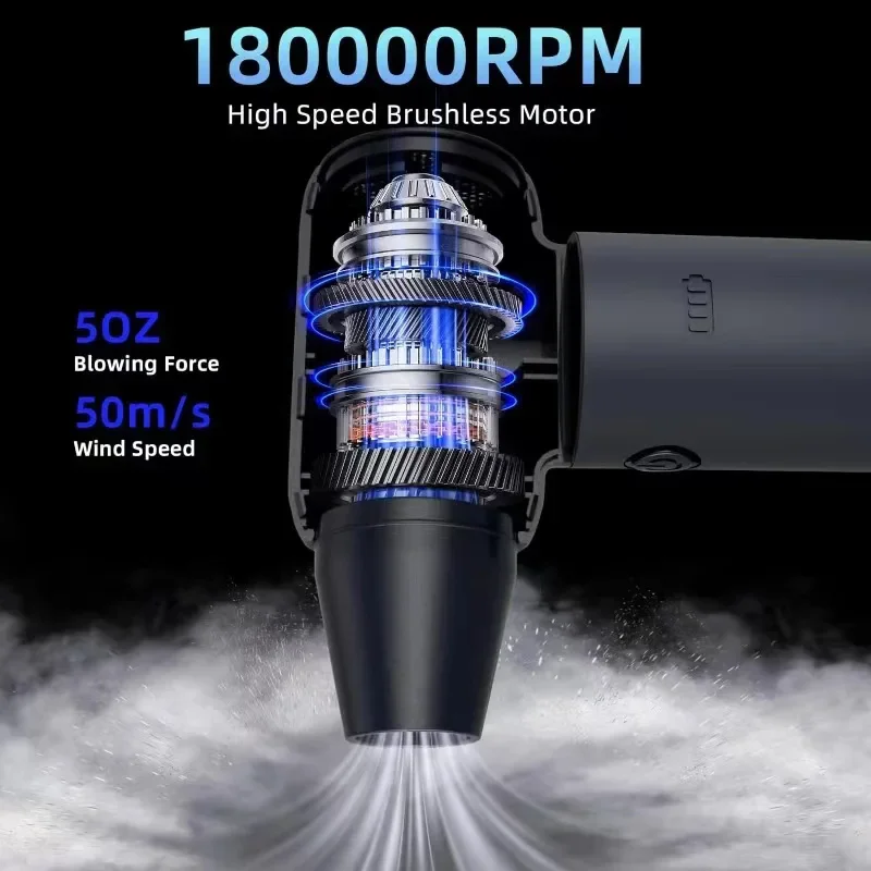 Wireless Hair Dryer 180000RPM Wind Speed 50m/s For Car  Keyboard Computer Cleaning Hair Dryer High-Performance Electric Blower 3