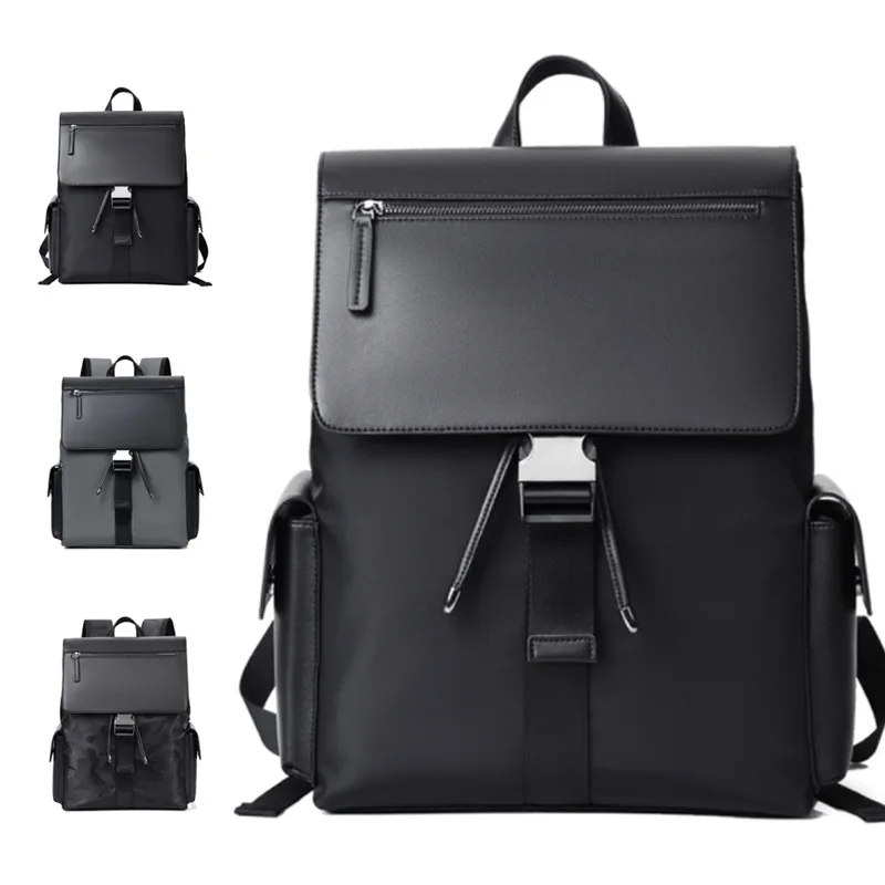 

2023 New Arrival Men Backpacks Fashion Leather with Nylon Male Korean Student Backpack Large Business Laptop School Computer Bag