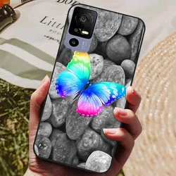 Silicone Back Cover Phone Case with Soft Bumper - Black for TCL 40 R 5G (50)
