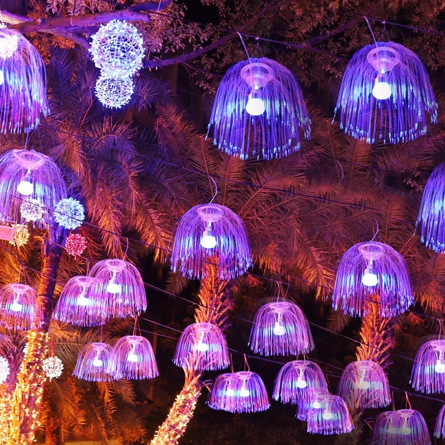 

80CM Fiber Optic Jellyfish Christmas String Light Dandelion Fairy Garland Light Romantic Atmosphere Party Wedding Hanging Light