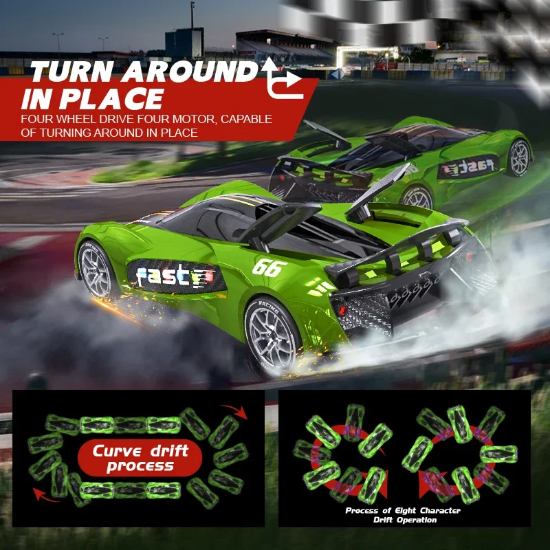 RC Racing Car 1/24 Sports Car Drift 2.4G 4WD High Speed Model Car Light Music Electric VEHICLE FOR BOYS Birthday Gifts