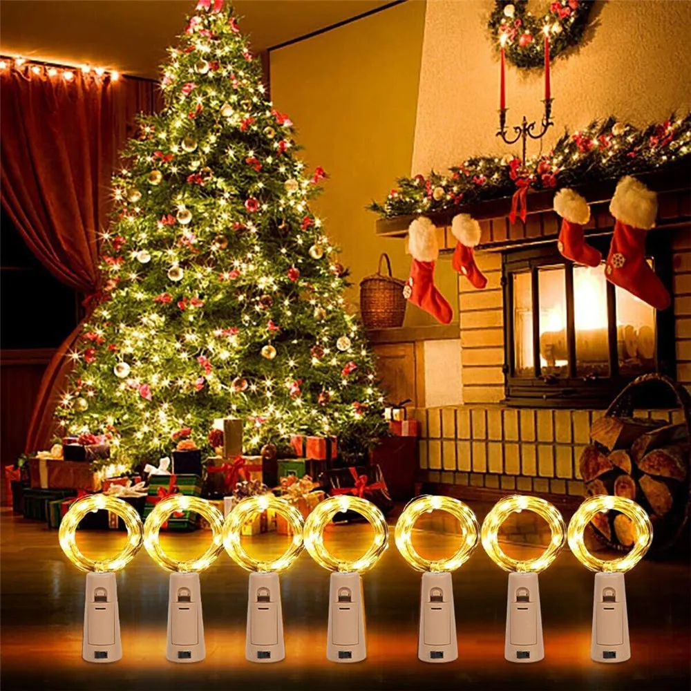 1Pcs 2 Meter 20 Led 1 Meter 10 Led Bottle Fairy String Lights Cork Christmas Wedding Party 6