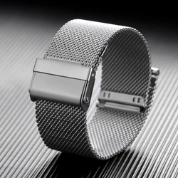 Sleek Milanese Mesh Stainless Steel Watch Strap - Versatile Replacement Wristband - 22mm (Silver)
