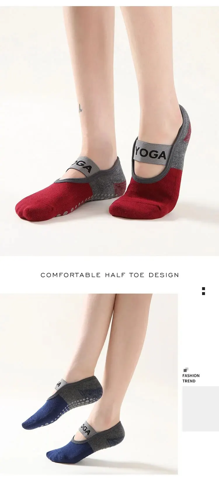 Professional Anti-Slip Yoga Socks Backless Bandage Pilates Socks Fitness Slipper Cotton Sports Socks