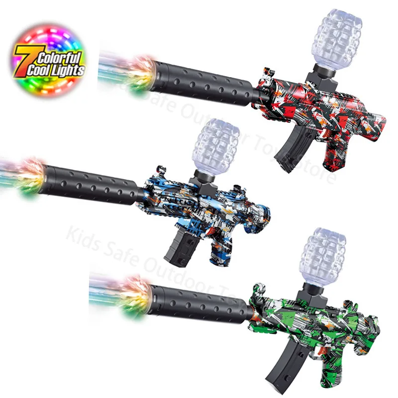

2024 New M4 AK MP5 Electric Burst Water Gun Launcher Boy Toy Gun Colorful Silenced Luminous
