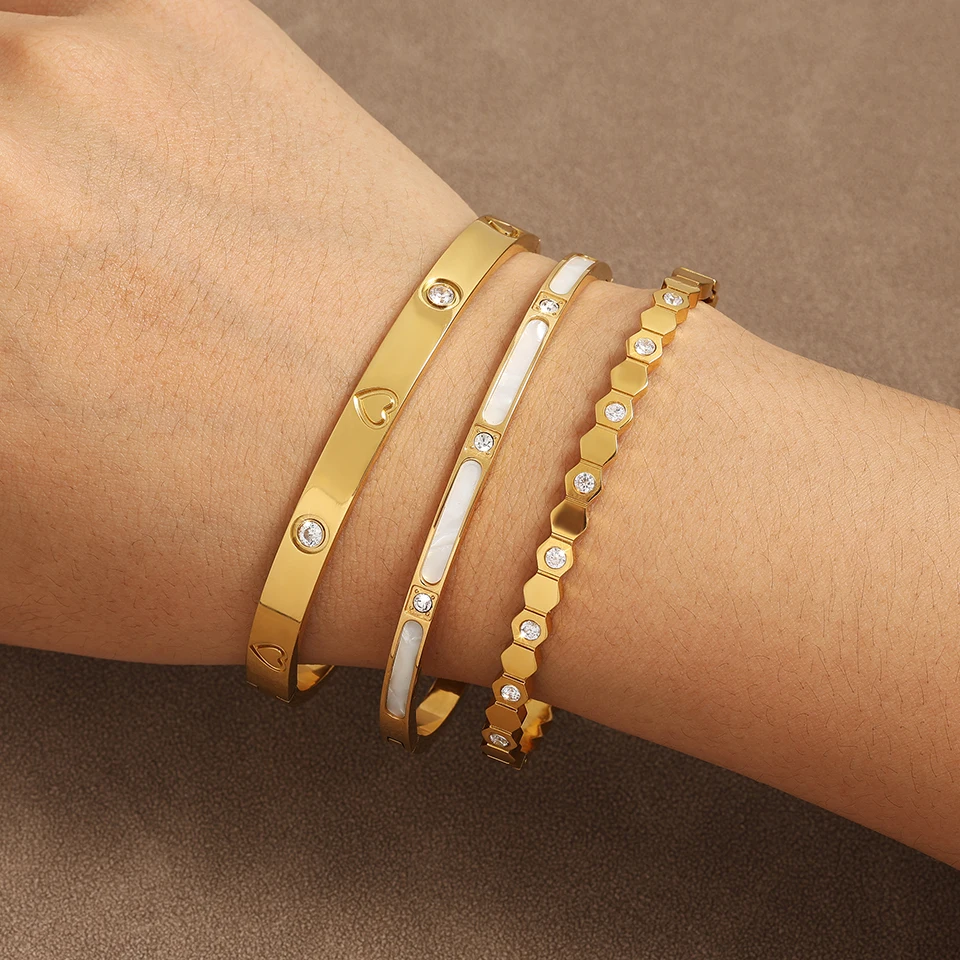 ZAKOL 18K الذهب اللون الفولاذ المقاوم للصدأ مكدسة...