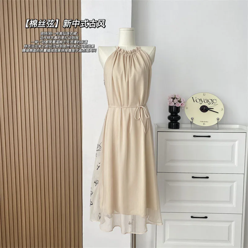 

Шикарные повседневные женские новые платья без бретелек с круглым вырезом модное простое платье без рукавов на шнуровке Элегантное летнее платье