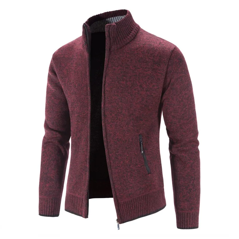 

Men's Cardigan Sweater Jacket Winter Thicken Warm Stand Collar Knitted Zipper Casual Cardigan Men Daily Solid Color Sweatercoat