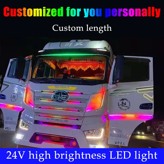 24v Truck Lights Led Strips Rgb Drl Brake Warning Driving Lights Bar Car  Atmosphere Lamp With Remote Control Auto Exterior Parts - Decorative Lamps  & Strips - AliExpress