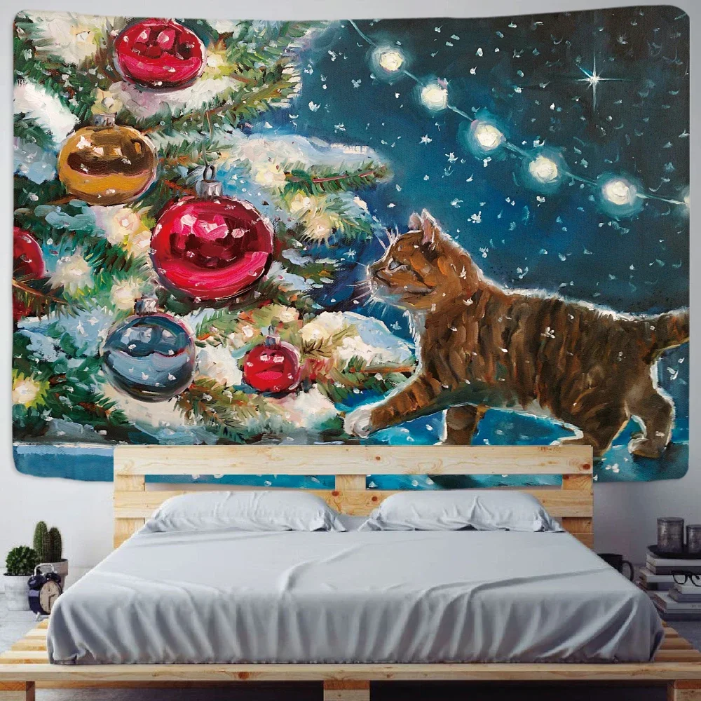 

Christmas psychedelic scene home decoration background cloth large tapestry bohemian decoration cloth wall hanging sheets