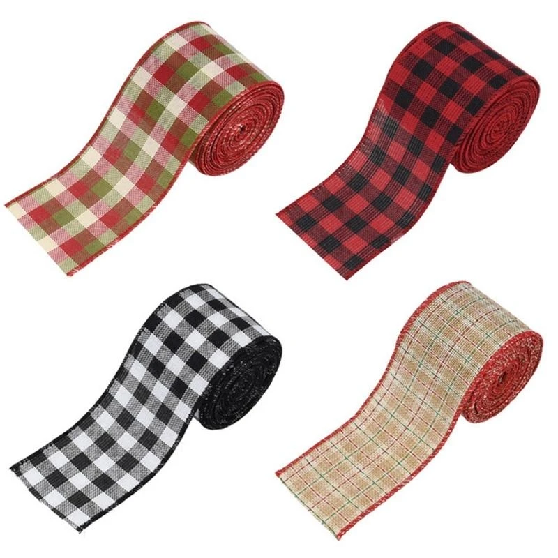 Weihnachten Gingham Check Ribbon Double Kabel Ribbon Weihnachten für Kränze Y08E – Detail 10