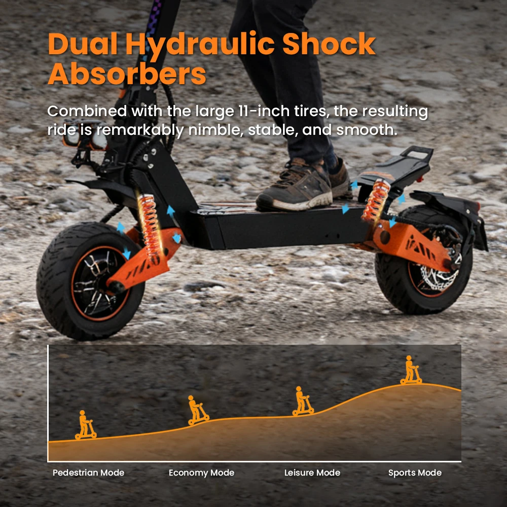 TOFUN TF5 PRO Scooter elettrico 1200W * 2 Motore 60KM/H 48V18.2AH Batteria Fuoristrada Escooter 11 "Pneumatico Fuoristrada Pieghevole E-Scooter - immagine 5